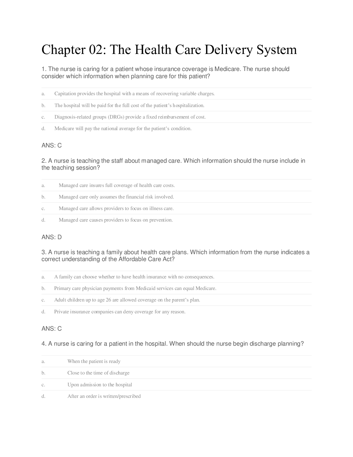 Preview image of NURSING MISC Foundations-Midterm, Study Guide Material Questions and Answers with Explanations (latest Update), 100% Correct, Download to Score A document